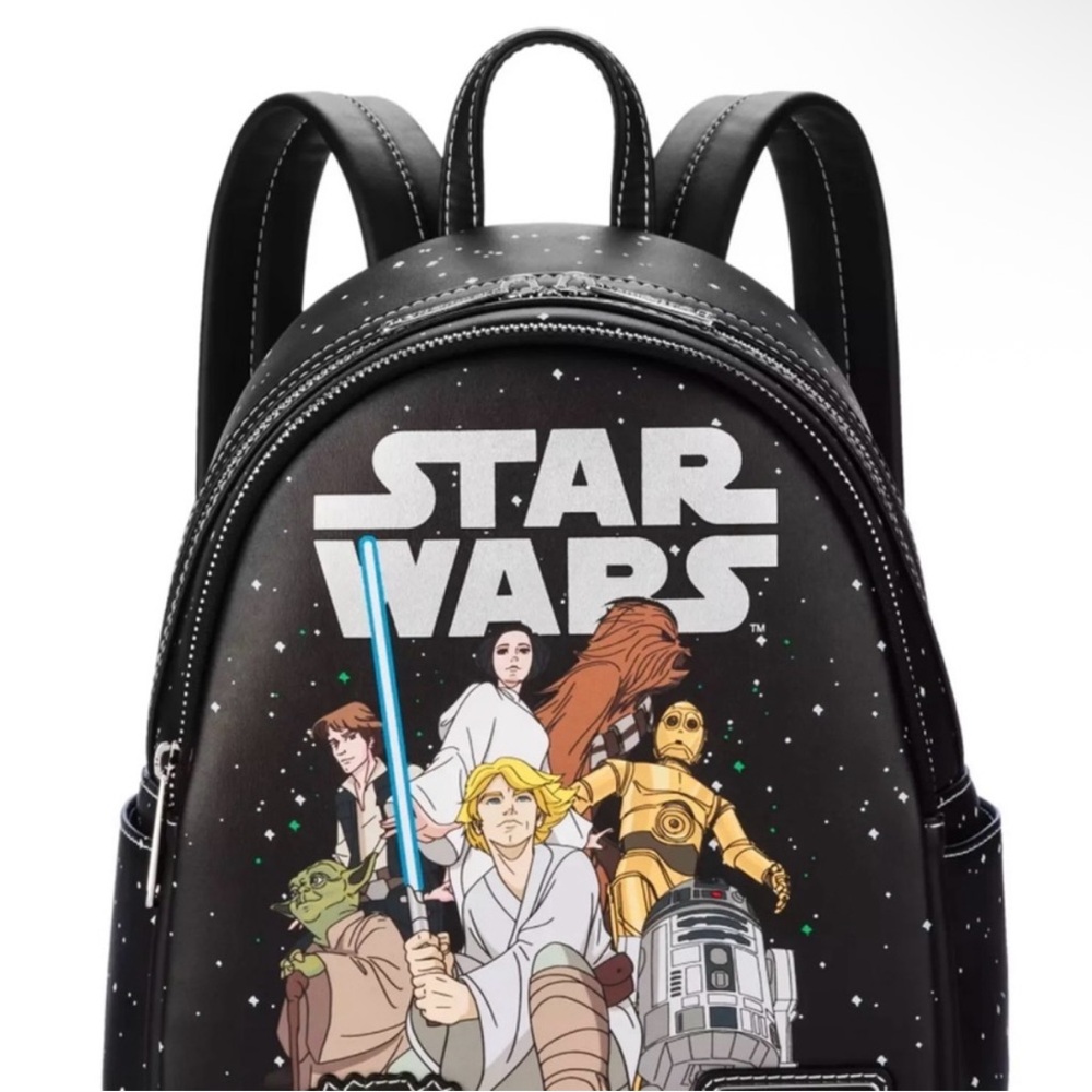 Loungefly Black Star Wars Character Backpack with Multicolor Print